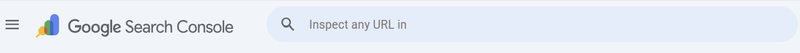 Screenshot of the Google Search Console interface showing the URL inspection bar