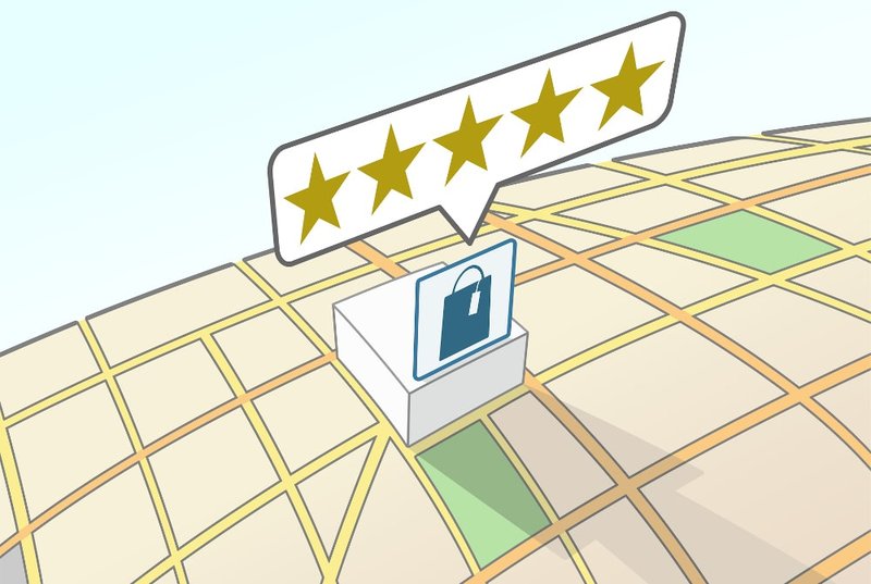 Illustration of the top user rating in a shopping mall environment
