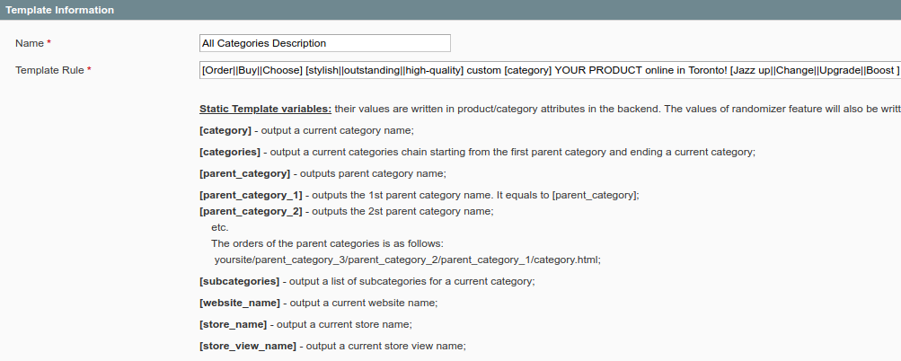 SEO Template For Categories In Mageworx