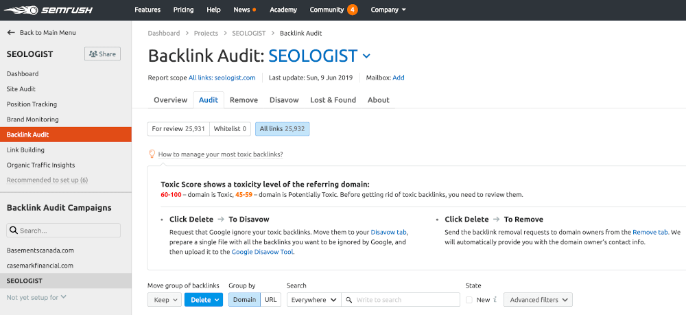 SEMRush Backlinks