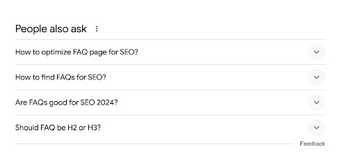 Google's people also ask rich snippet that has a dropdown with questions asked by users on Google search 