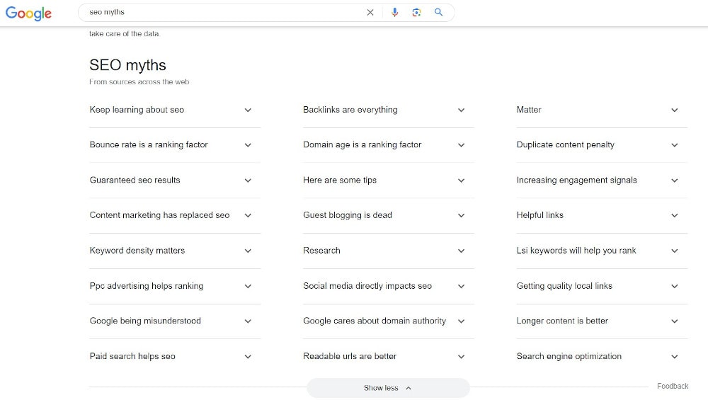 SEO myths in Google